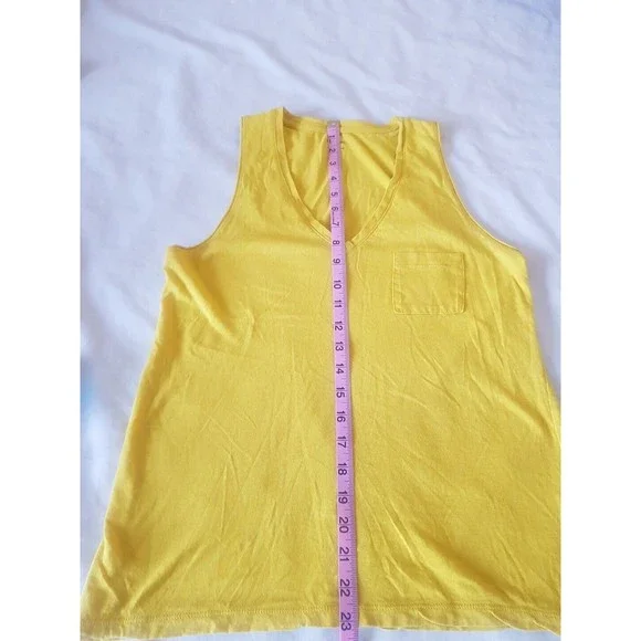 Madewell Womens Blouse Top Size Small Sleeveless V Neckline Yellow Pocket Knit - Picture 8 of 9